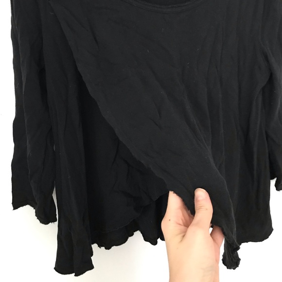 Free people front layering black 3/4 sleeves top - Picture 1 of 4